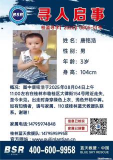 【寻人启事】图中唐铭浩于2025年08月04日上午11:00左右在桂林市临桂区大律街154号附近走失 - 崇左28生活网 chongzuo.28life.com